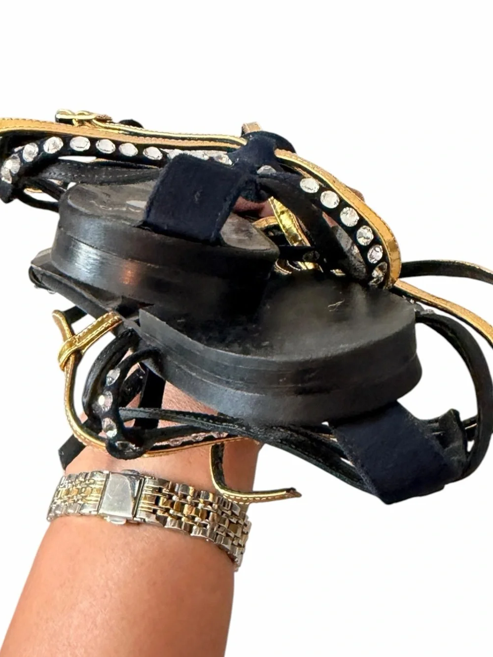 Vintage Pierre Hardy Sequin Leather Strappy Sandals 39.5